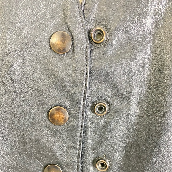 ANNEX LEATHER FRONT LEATHER BACK LINING VEST ONE CHEST POCKET TWO POCKET FLAP - Picture 7 of 14